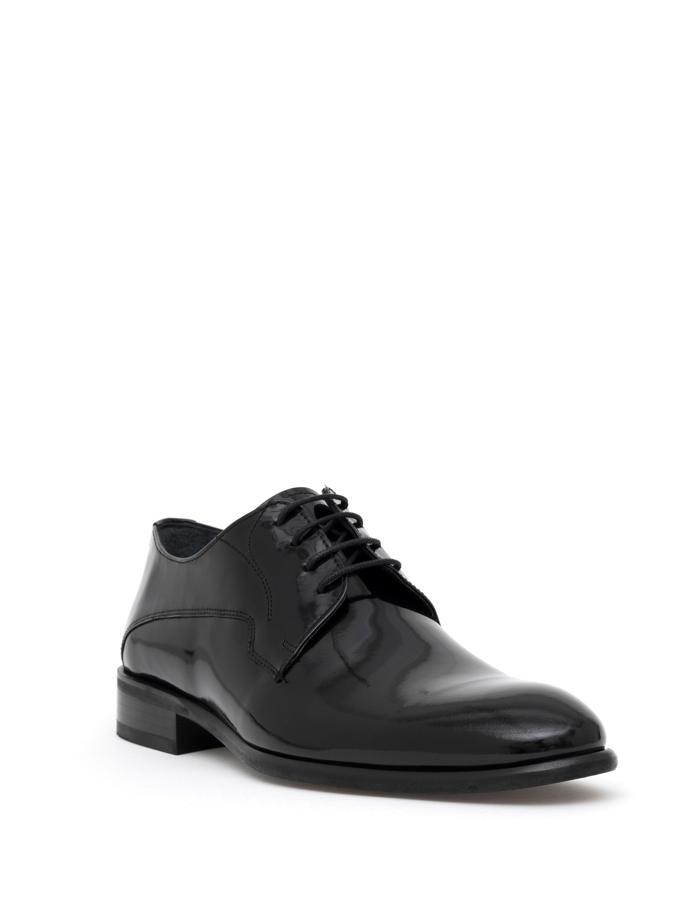 Siyah %100 Deri Damatlık Rugan Klasik Ayakkabı