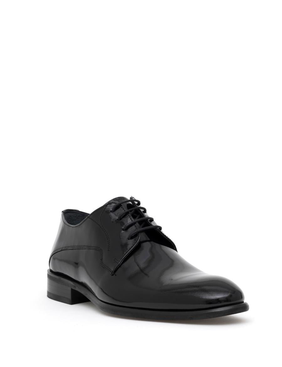 Siyah %100 Deri Damatlık Rugan Klasik Ayakkabı