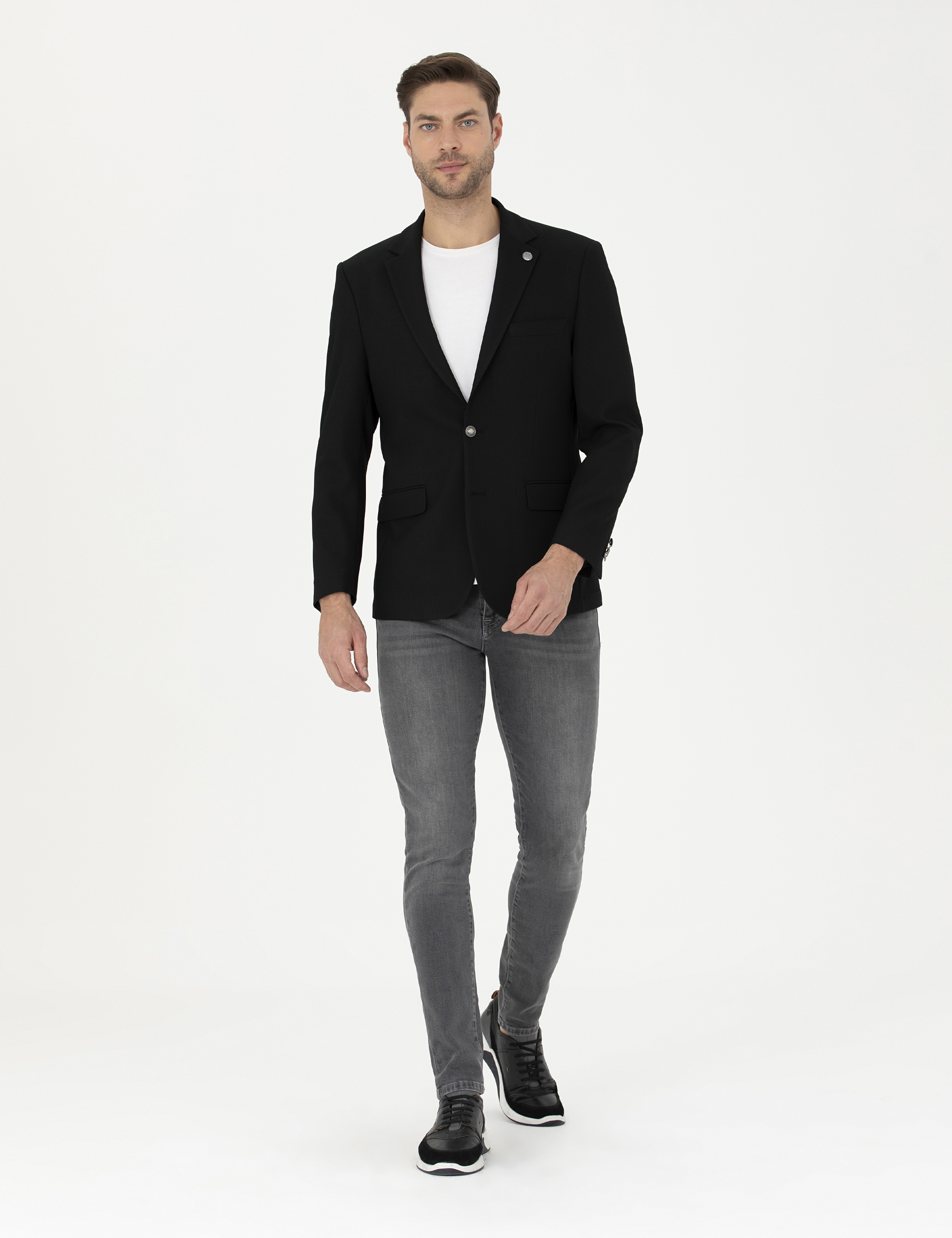 Siyah Slim Fit Ceket - Image 4