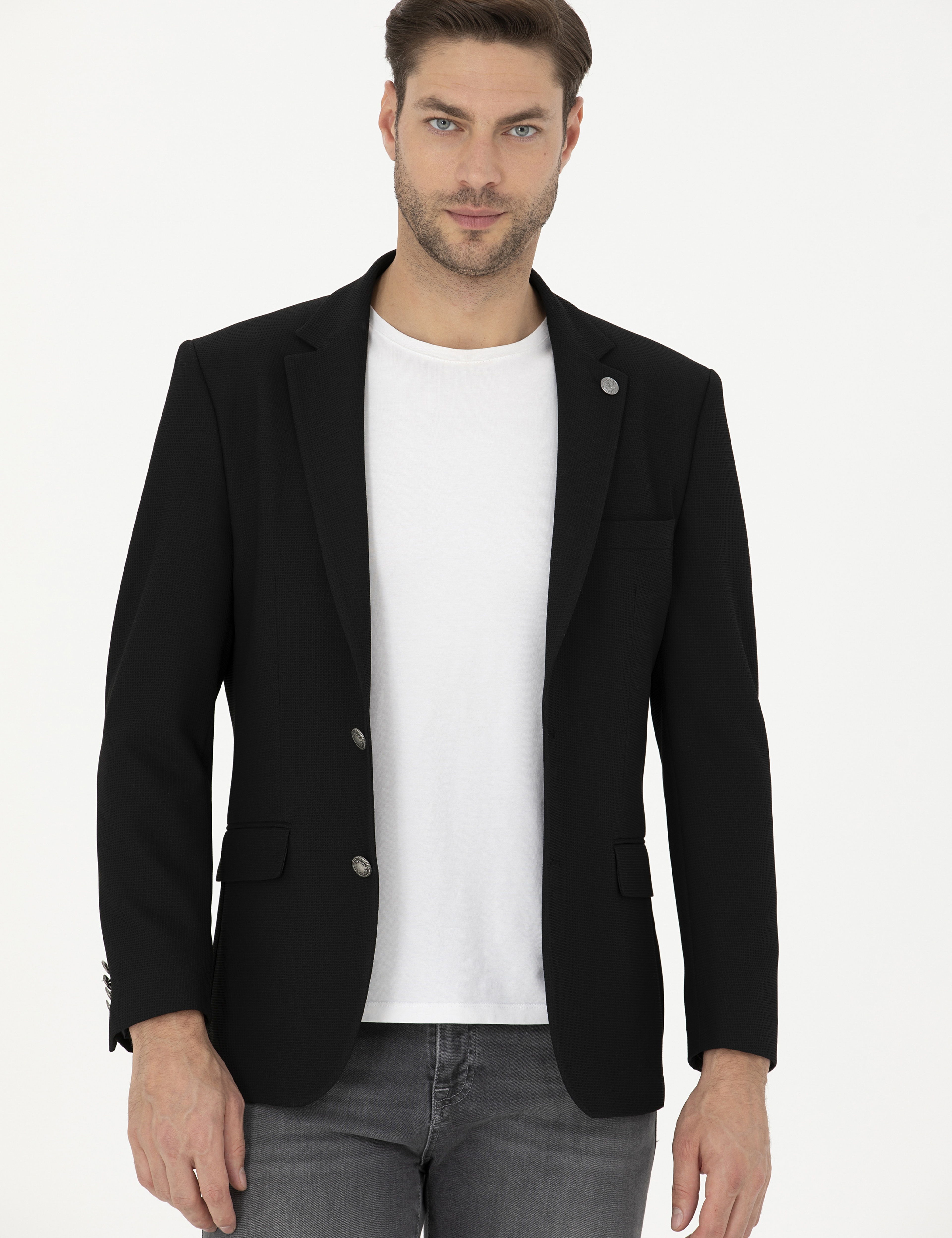 Siyah Slim Fit Ceket - Image 3