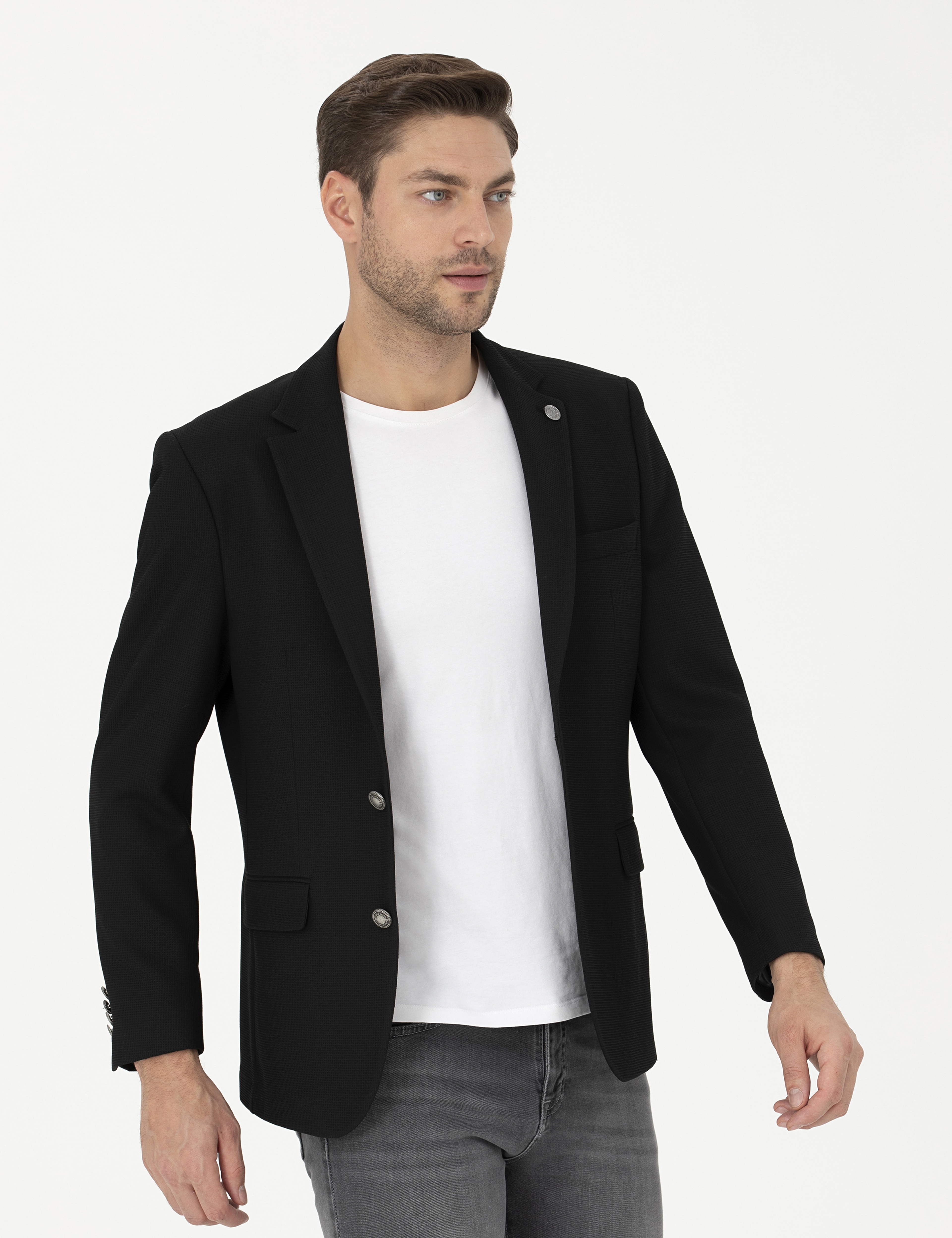 Siyah Slim Fit Ceket - Image 1