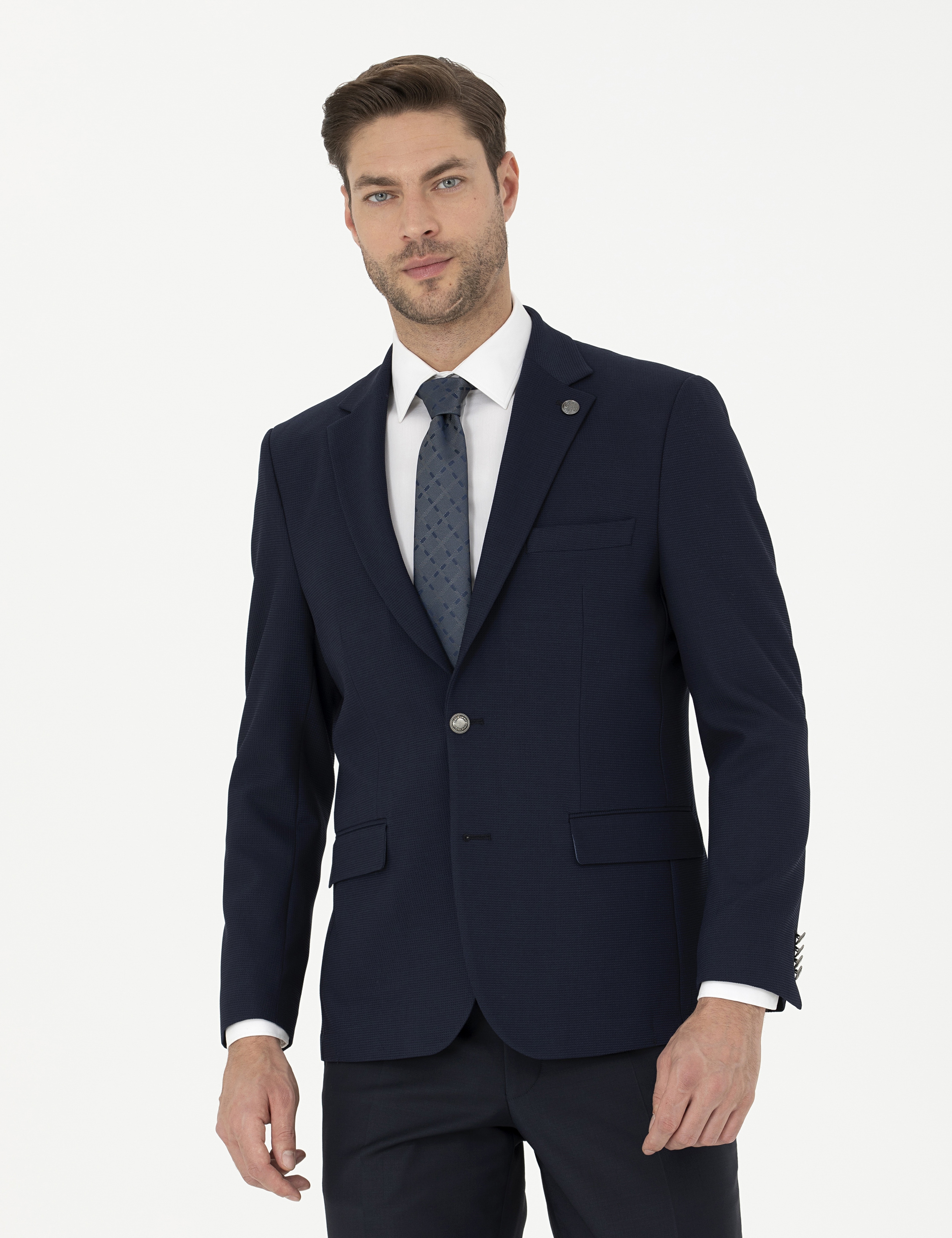 Lacivert Slim Fit Ceket - Image 1