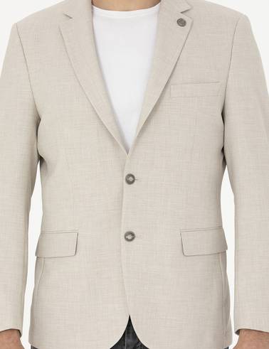 Bej Slim Fit Ceket