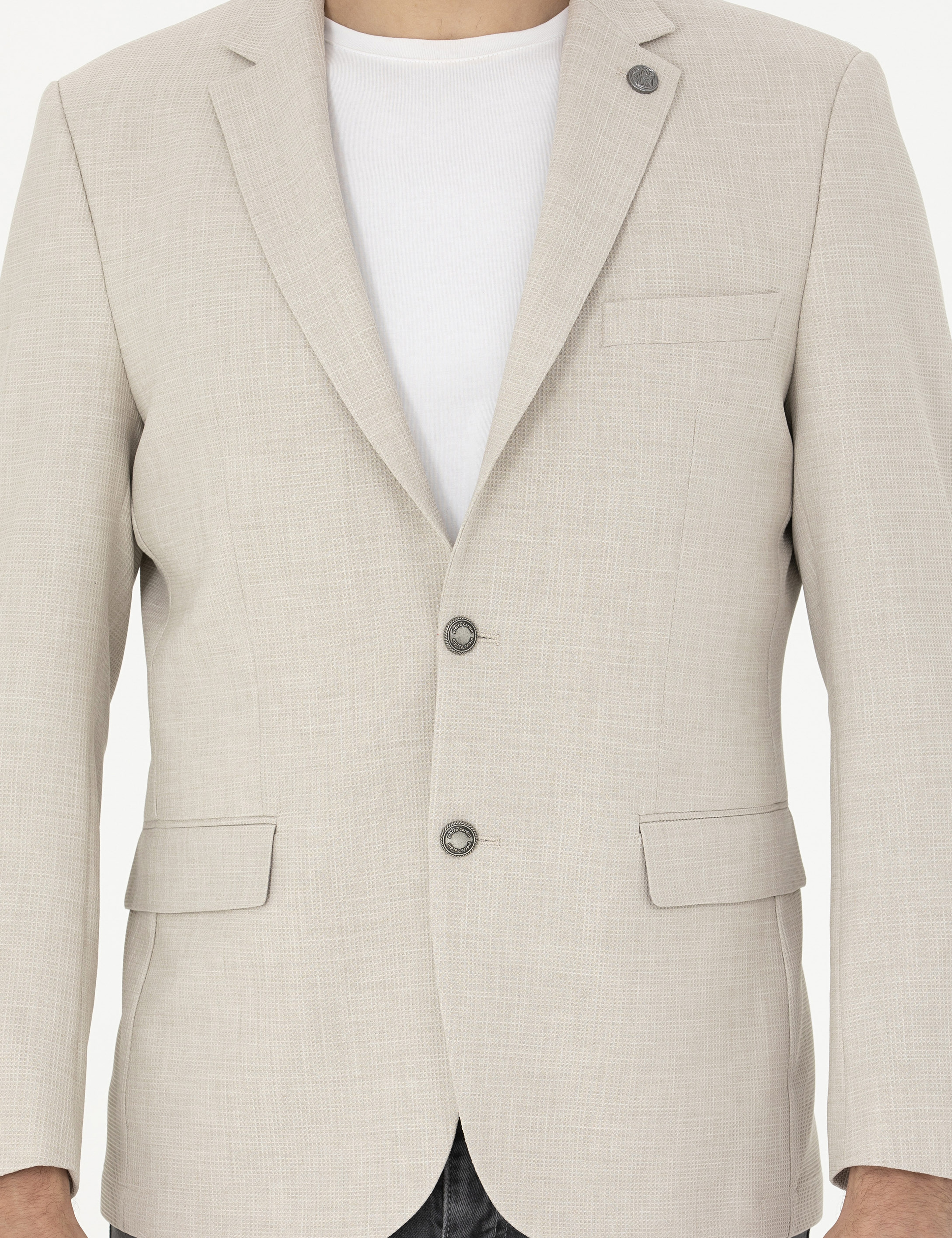 Bej Slim Fit Ceket