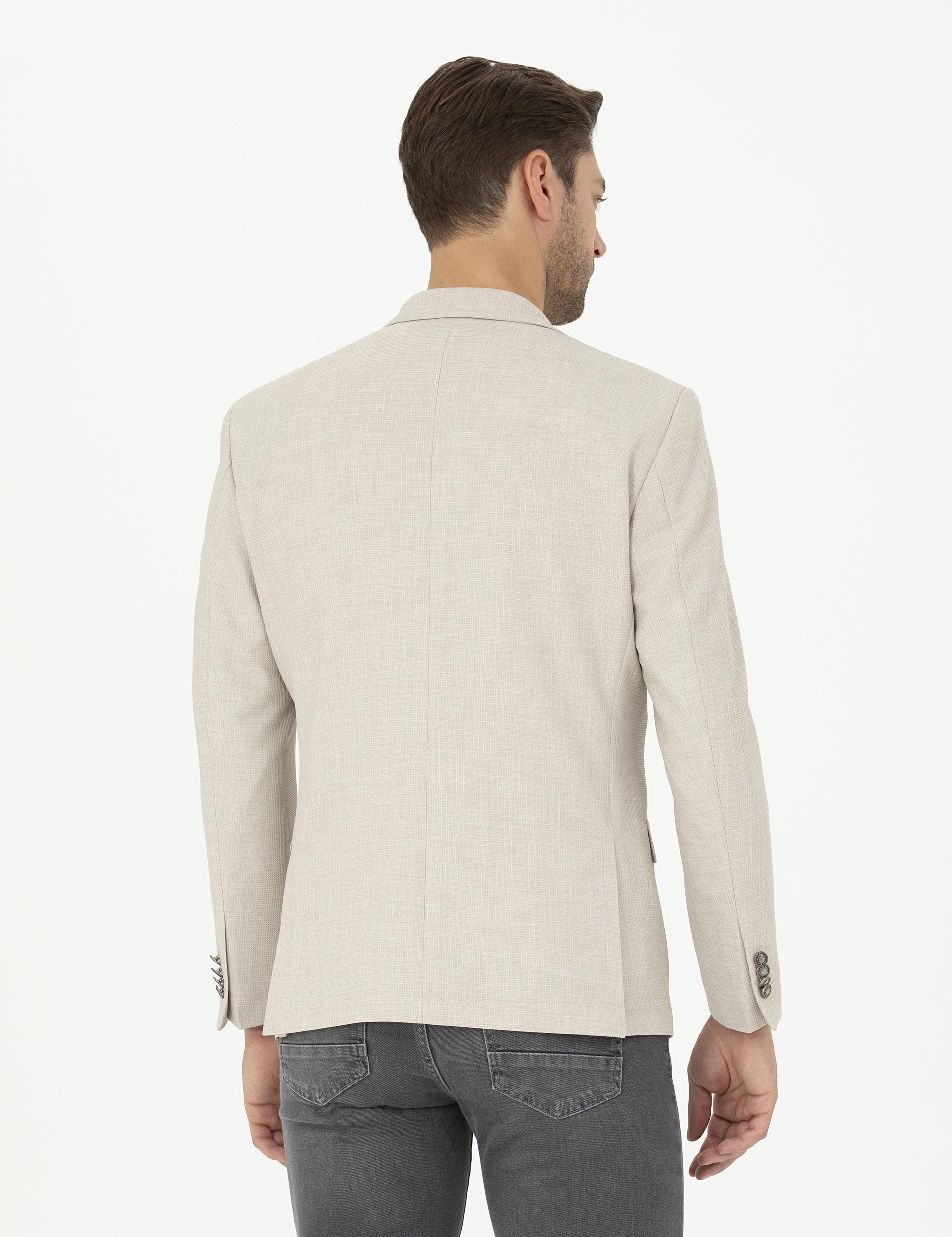 Bej Slim Fit Ceket