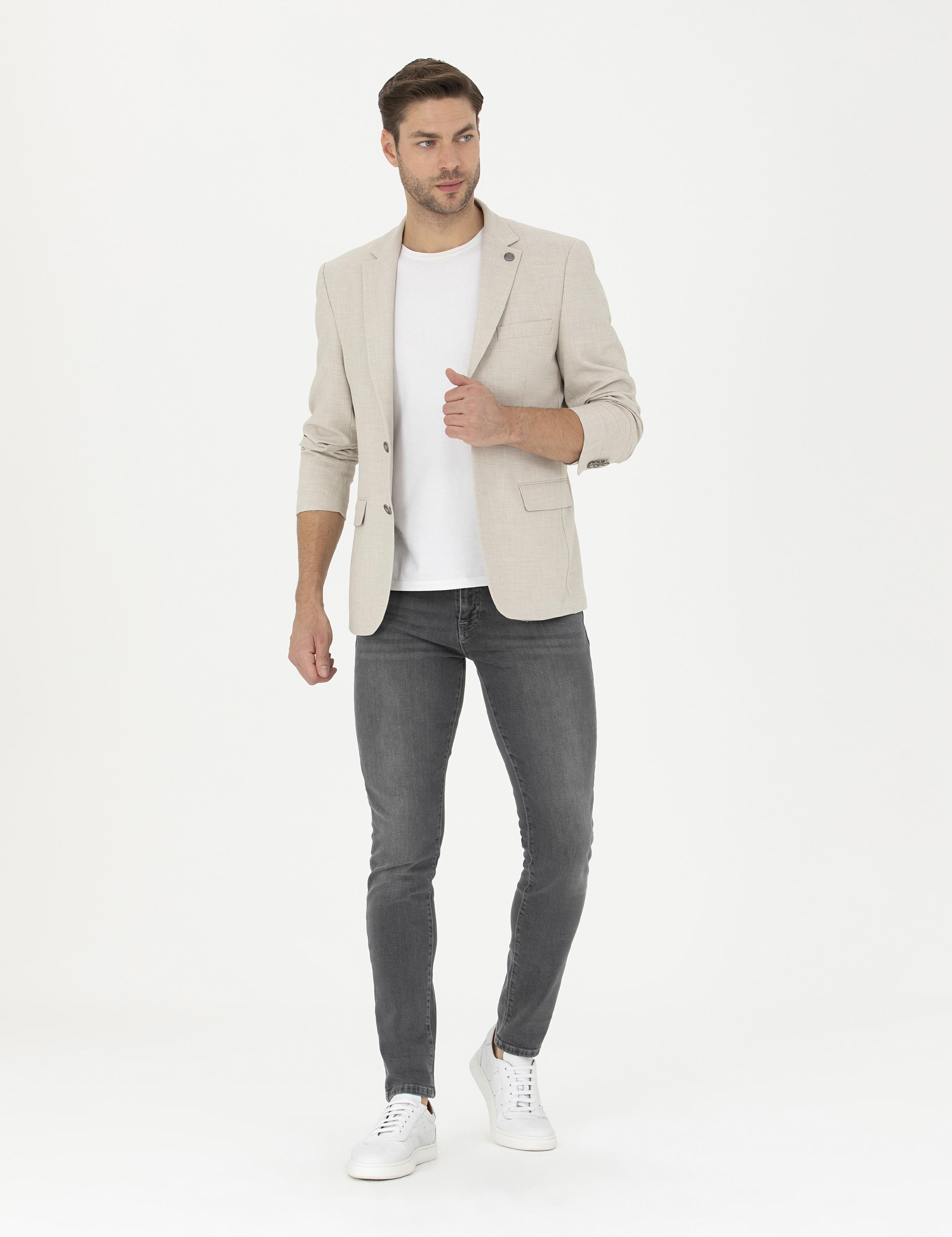 Bej Slim Fit Ceket