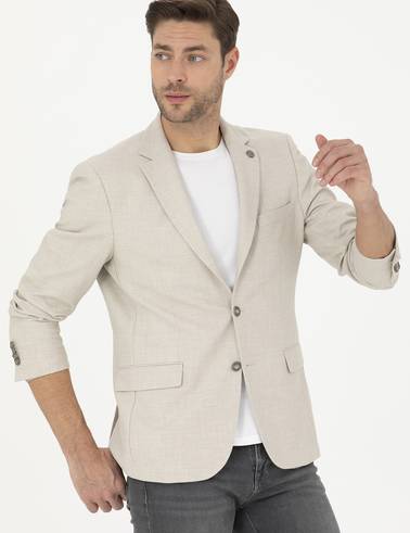 Bej Slim Fit Ceket