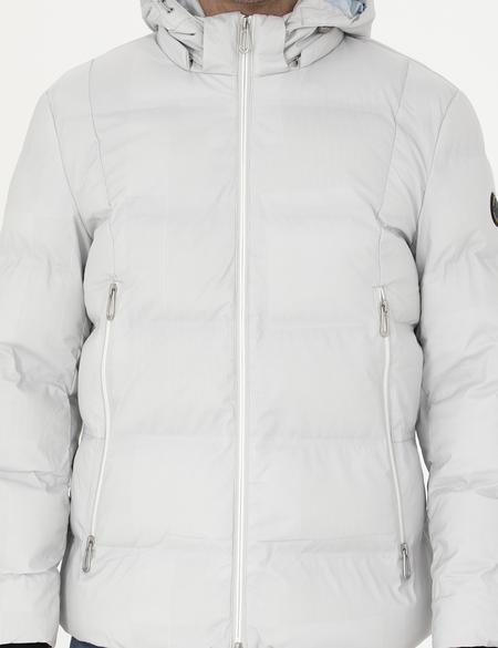 Açık Gri Kapüşonlu Şişme Spor Mont - 50275486018