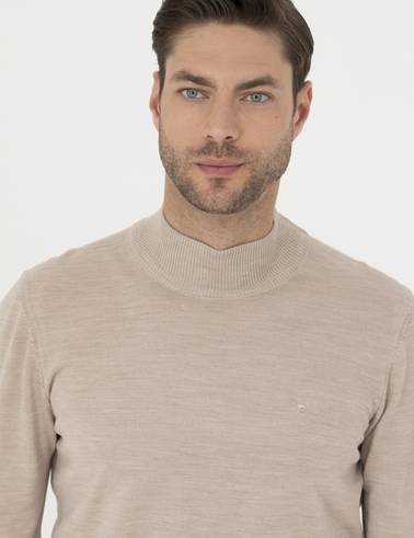 Taş Slim Fit Yarım Balıkçı Yaka Yün Karışımlı Basic Triko Kazak