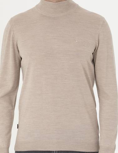 Taş Slim Fit Yarım Balıkçı Yaka Yün Karışımlı Basic Triko Kazak