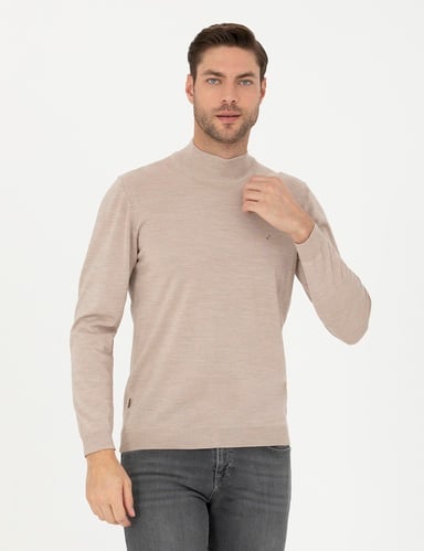Taş Slim Fit Yarım Balıkçı Yaka Yün Karışımlı Basic Triko Kazak