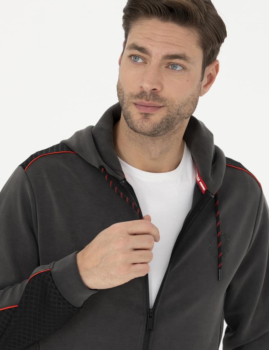 Antrasit Regular Fit Örme Hırka