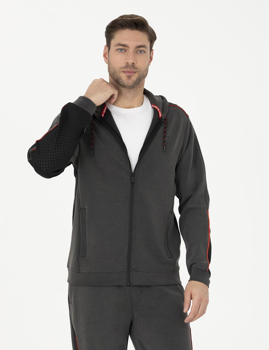 Antrasit Regular Fit Örme Hırka