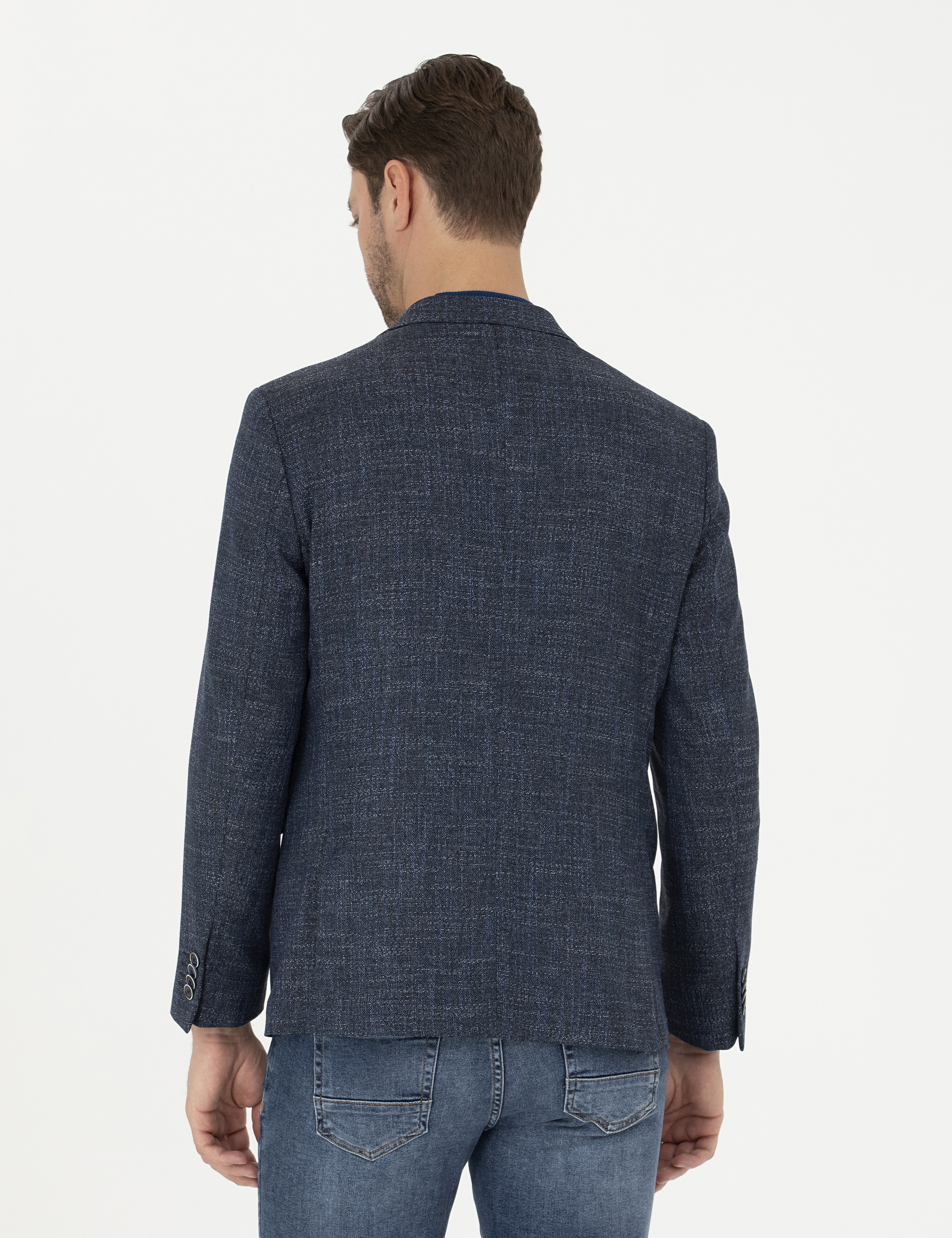 Lacivert Slim Fit Ceket - Image 5