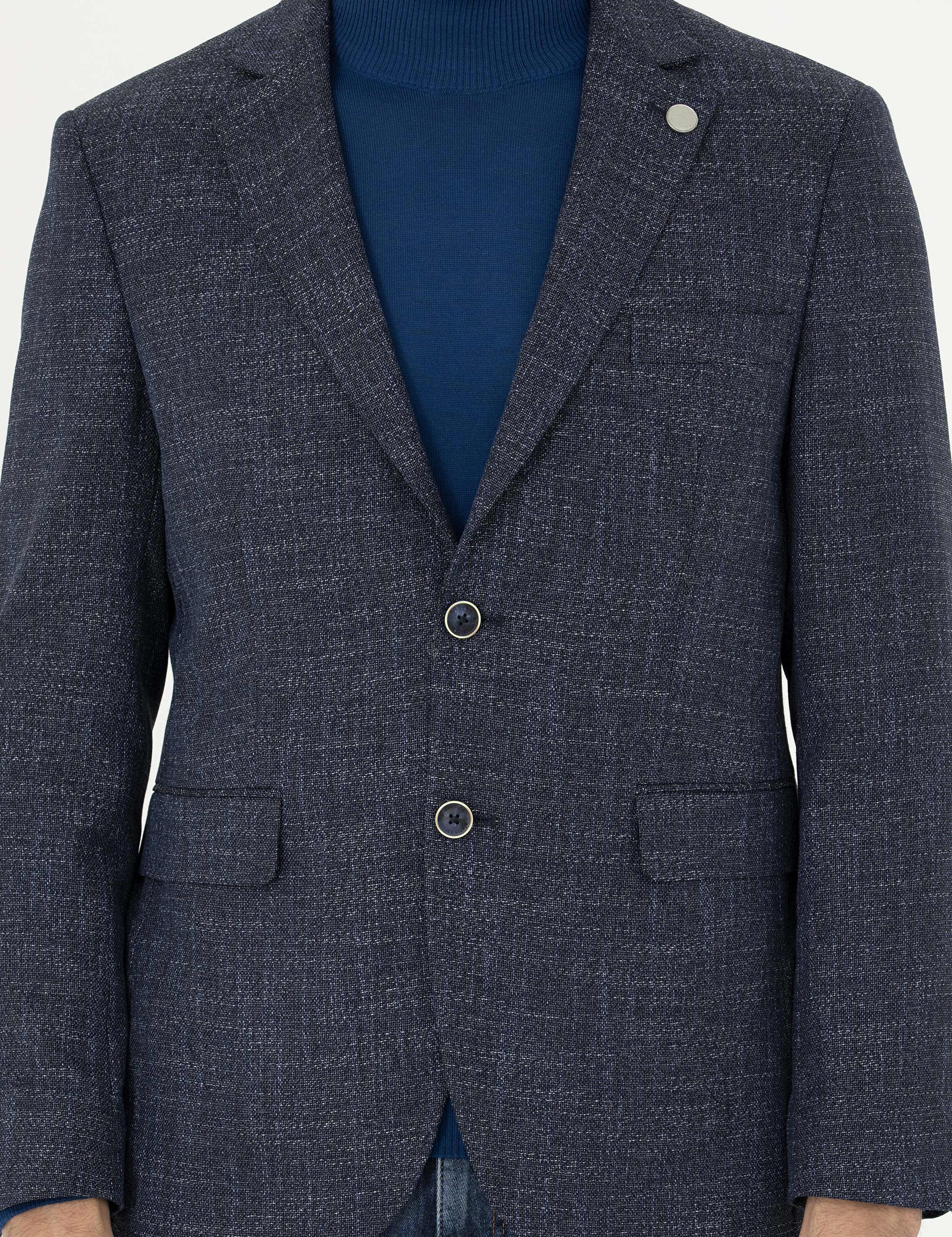 Lacivert Slim Fit Ceket - Image 6
