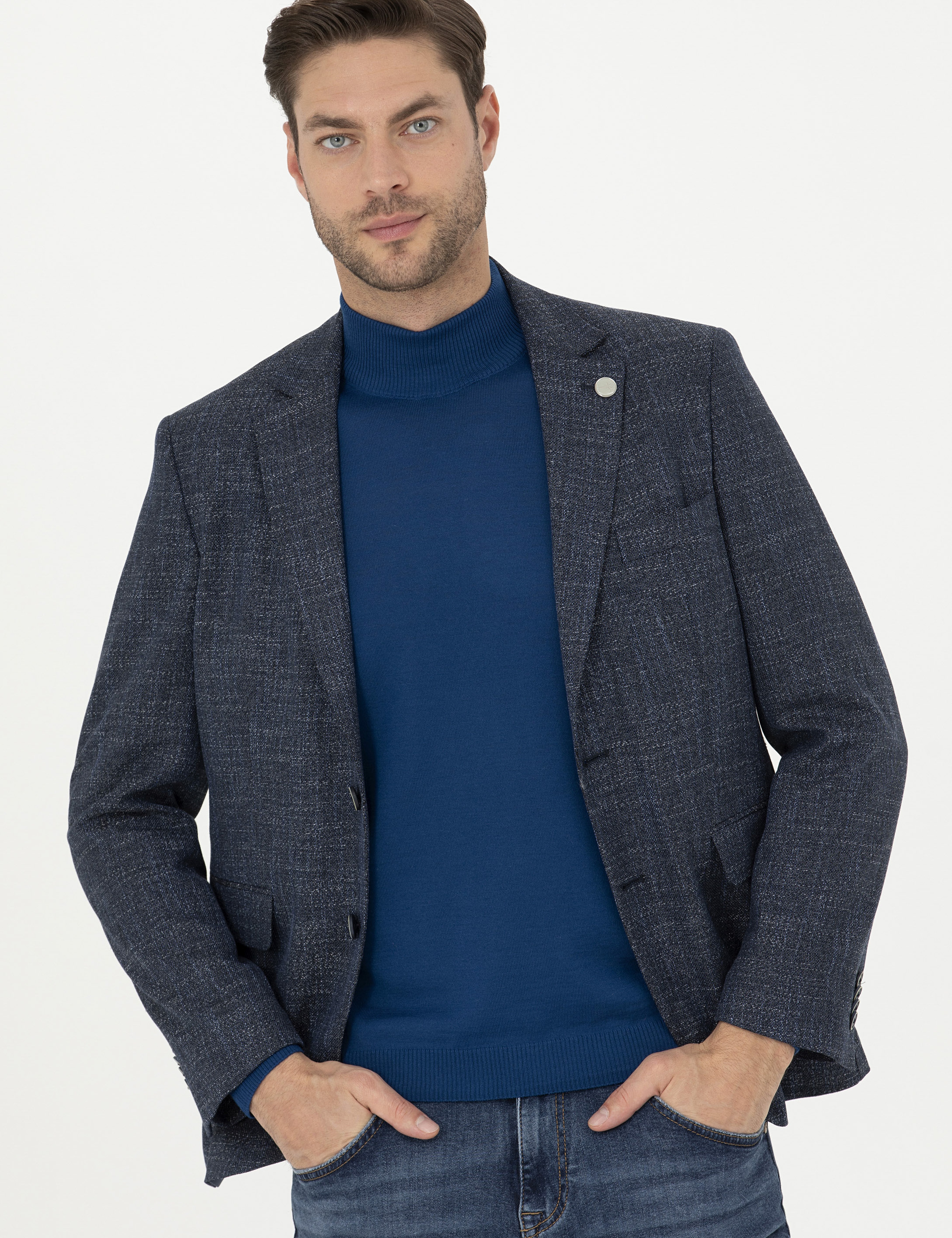 Lacivert Slim Fit Ceket - Image 3