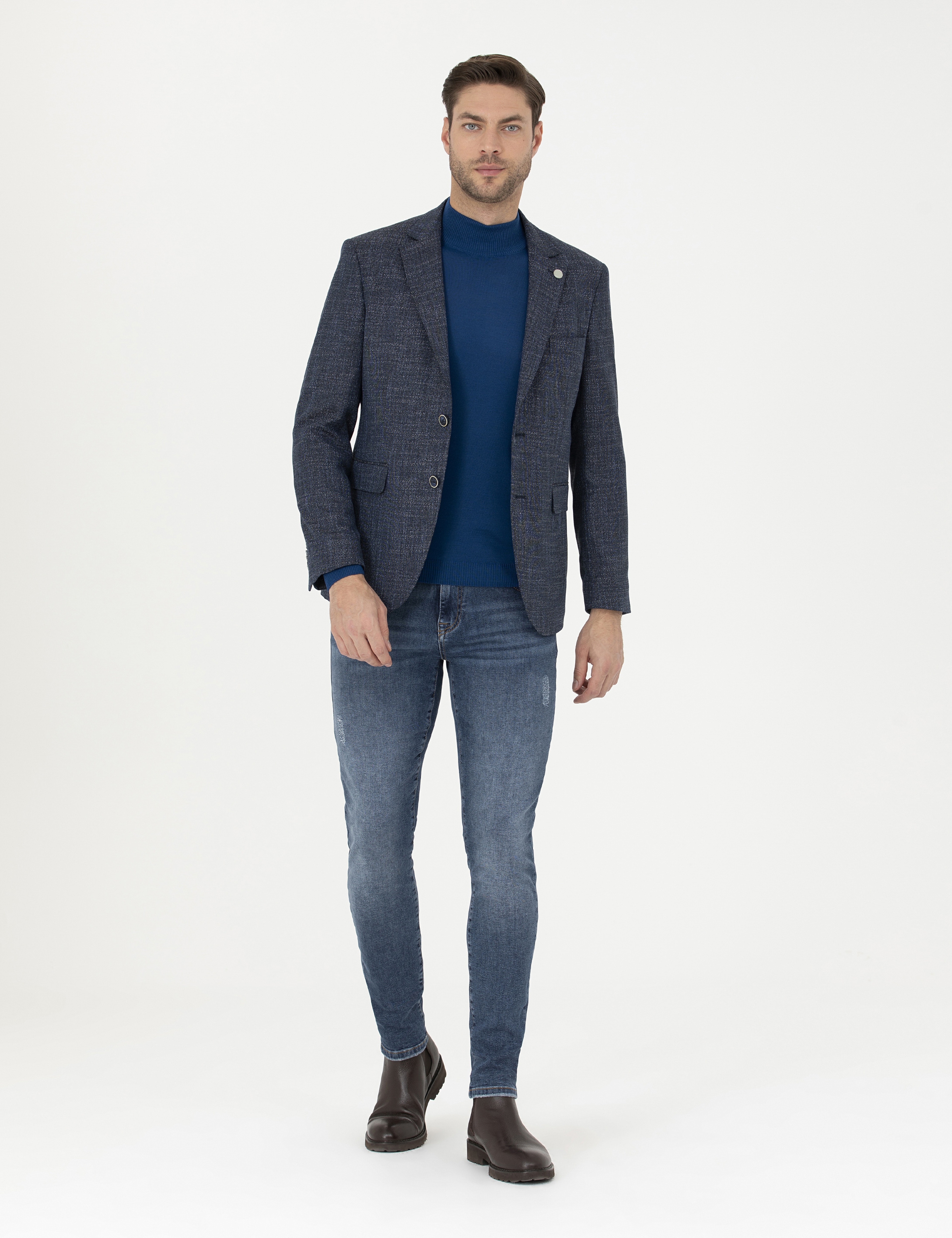 Lacivert Slim Fit Ceket - Image 4