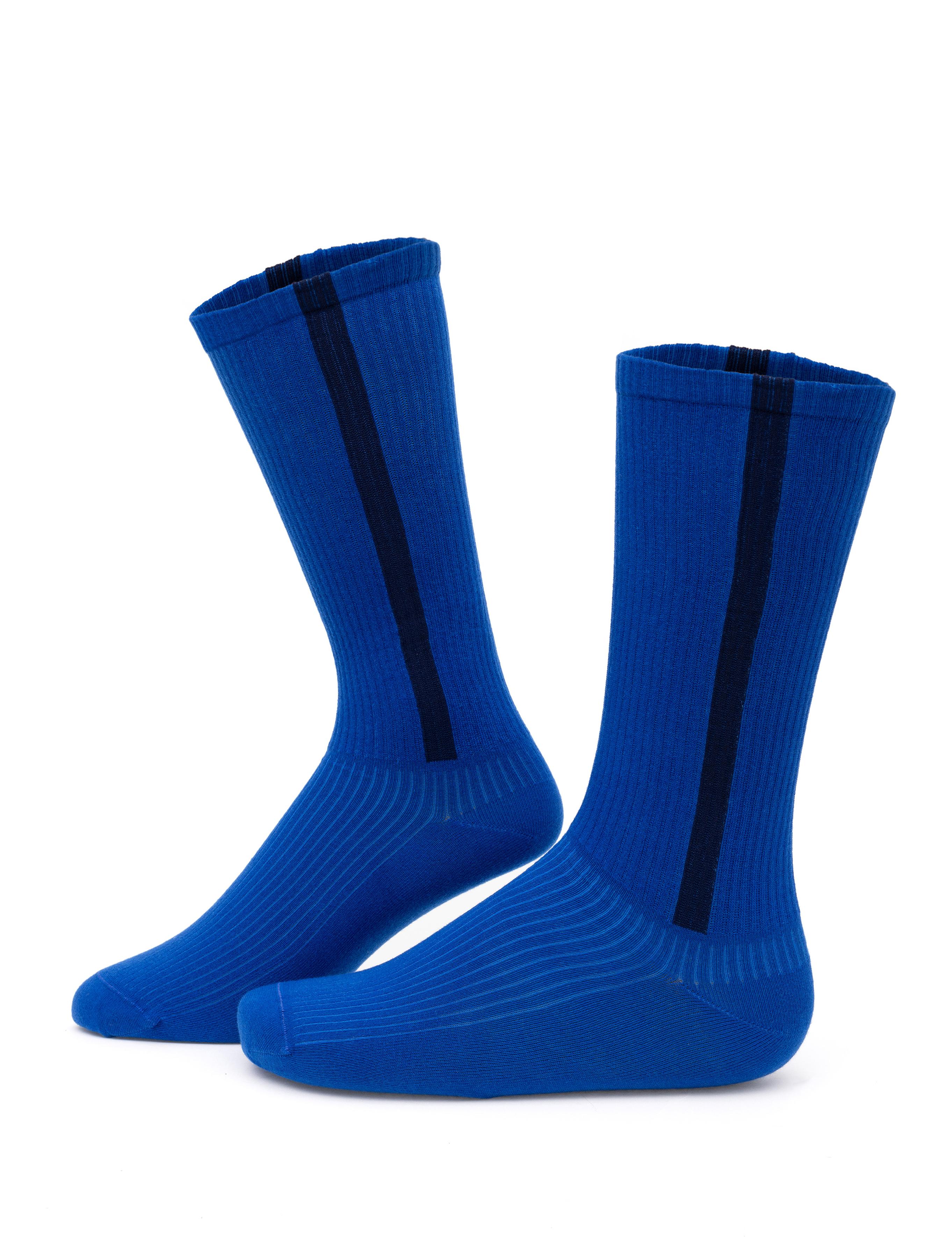 Erkek Pamuk Karışımlı Mavi Soket Desenli Çorap