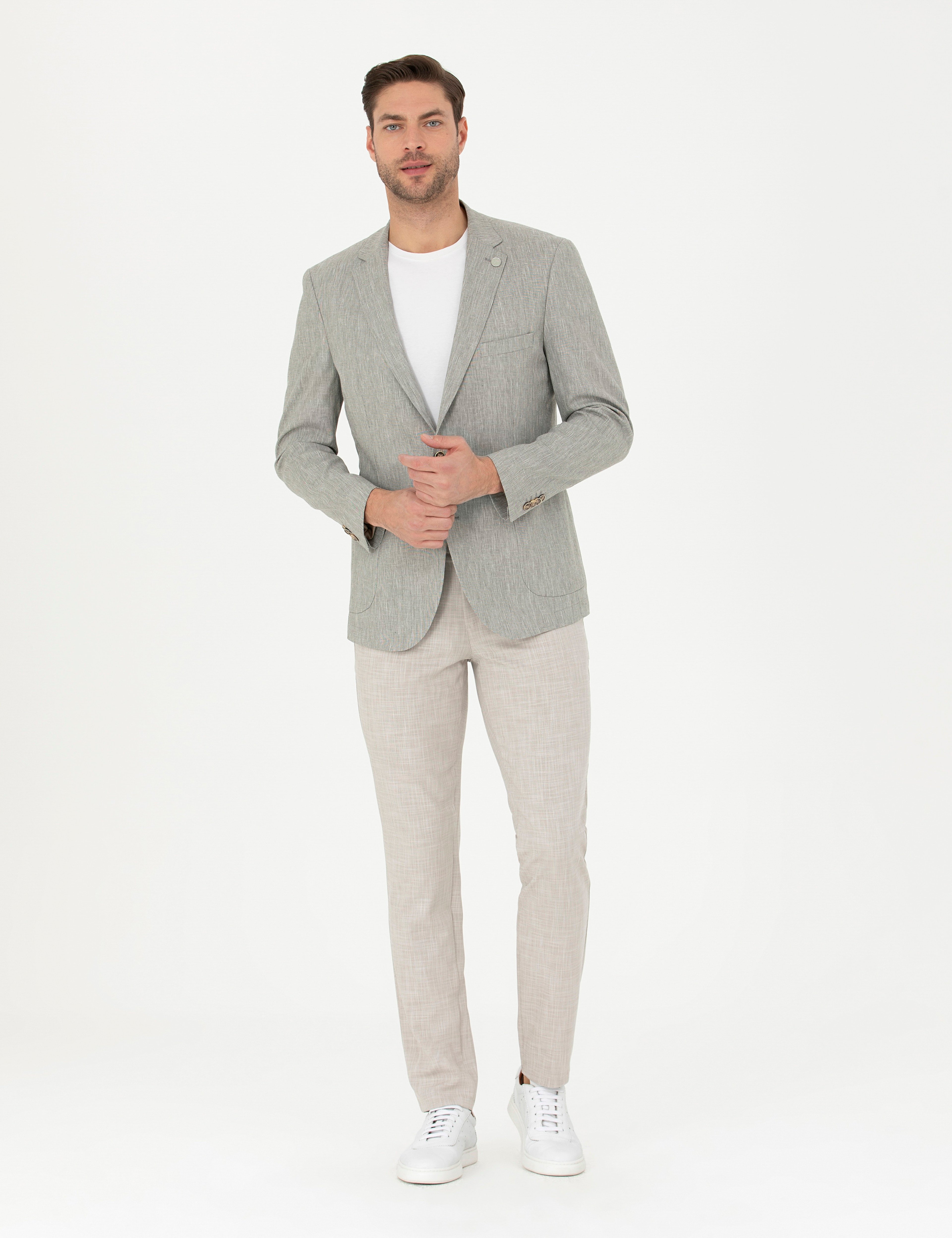 Bej Ex. Slim Fit Kumaş Pantolon - Image 1