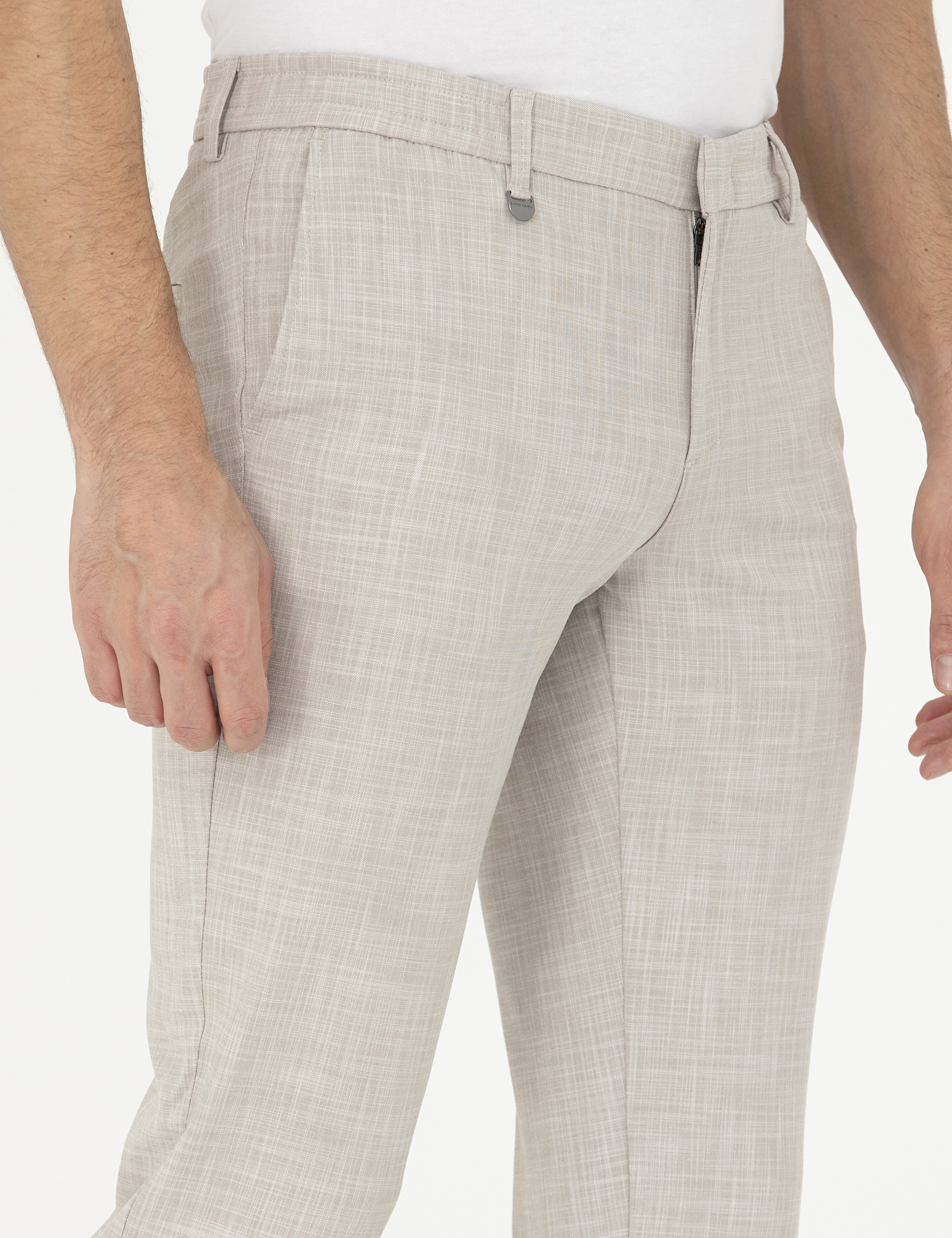 Bej Ex. Slim Fit Kumaş Pantolon - Image 5