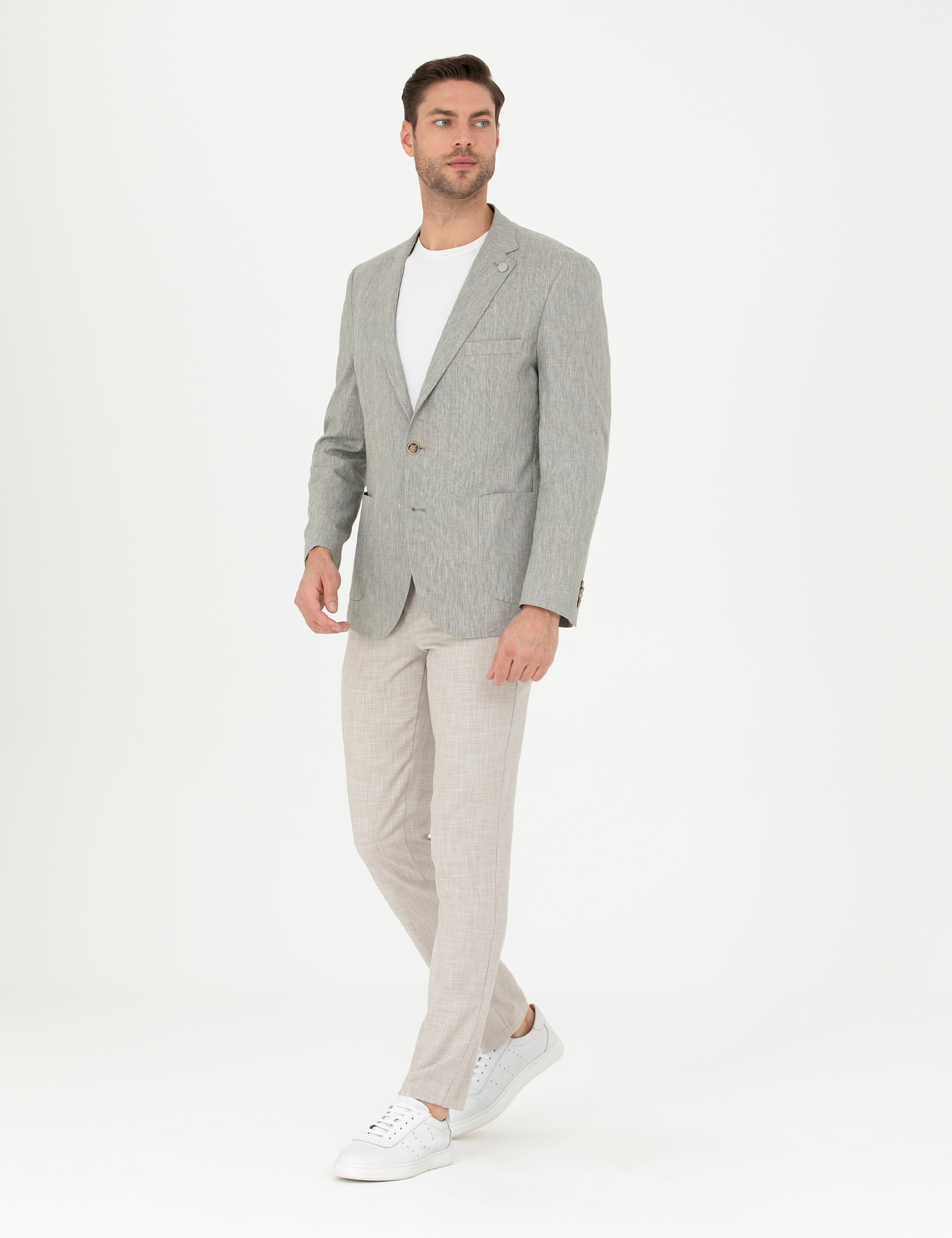 Bej Ex. Slim Fit Kumaş Pantolon - Image 3
