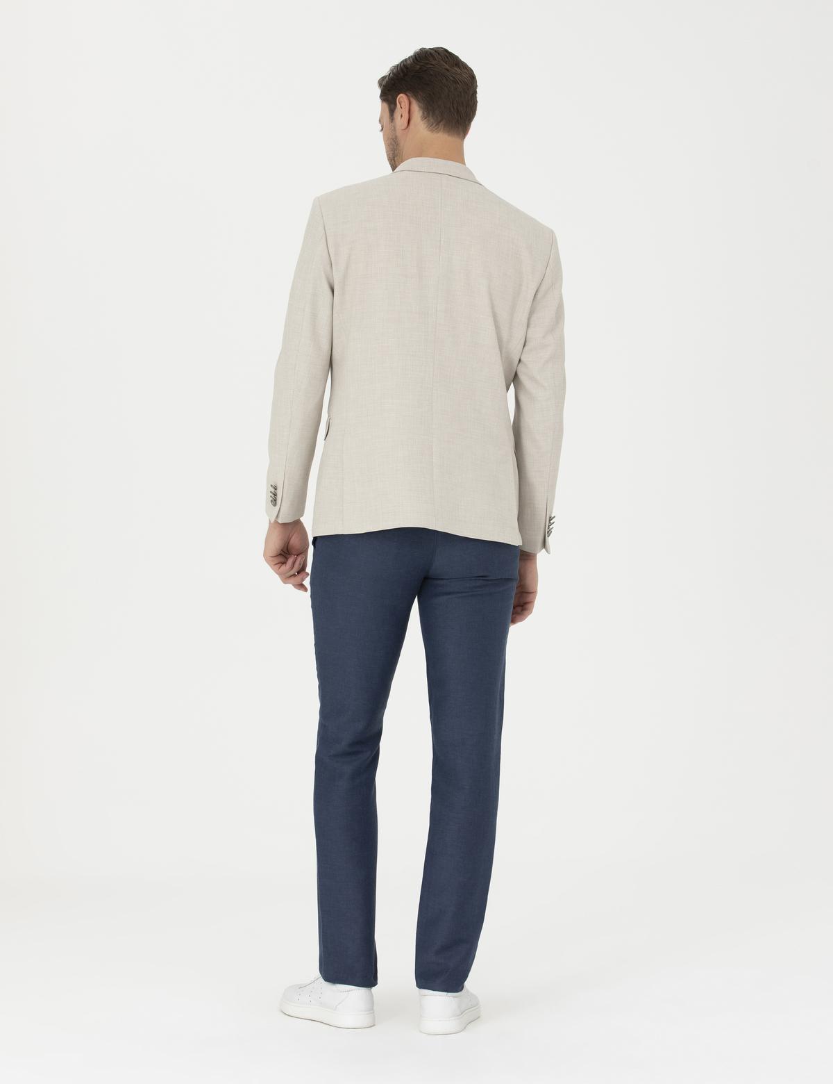 Lacivert Slim Fit Keten Karışımlı Pantolon - 50286092092