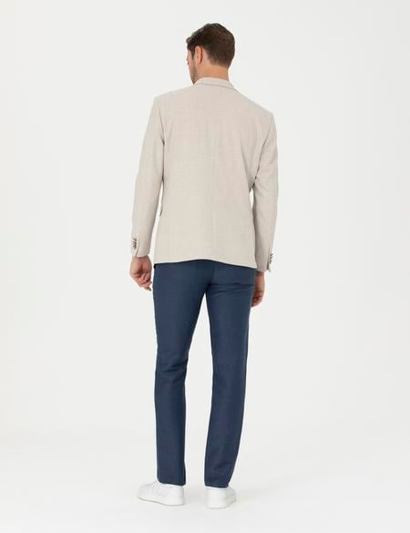 Lacivert Slim Fit Keten Karışımlı Pantolon - 50286092092