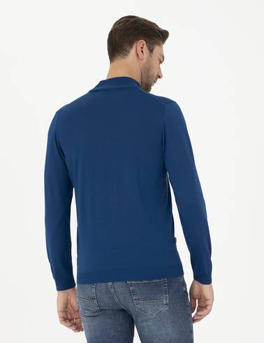 İndigo Slim Fit Yarım Balıkçı Yaka Yün Karışımlı Basic Triko Kazak