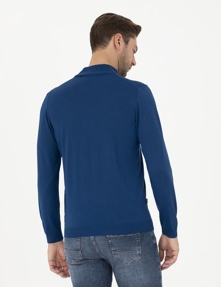 İndigo Slim Fit Yarım Balıkçı Yaka Yün Karışımlı Basic Triko Kazak - 50270055038