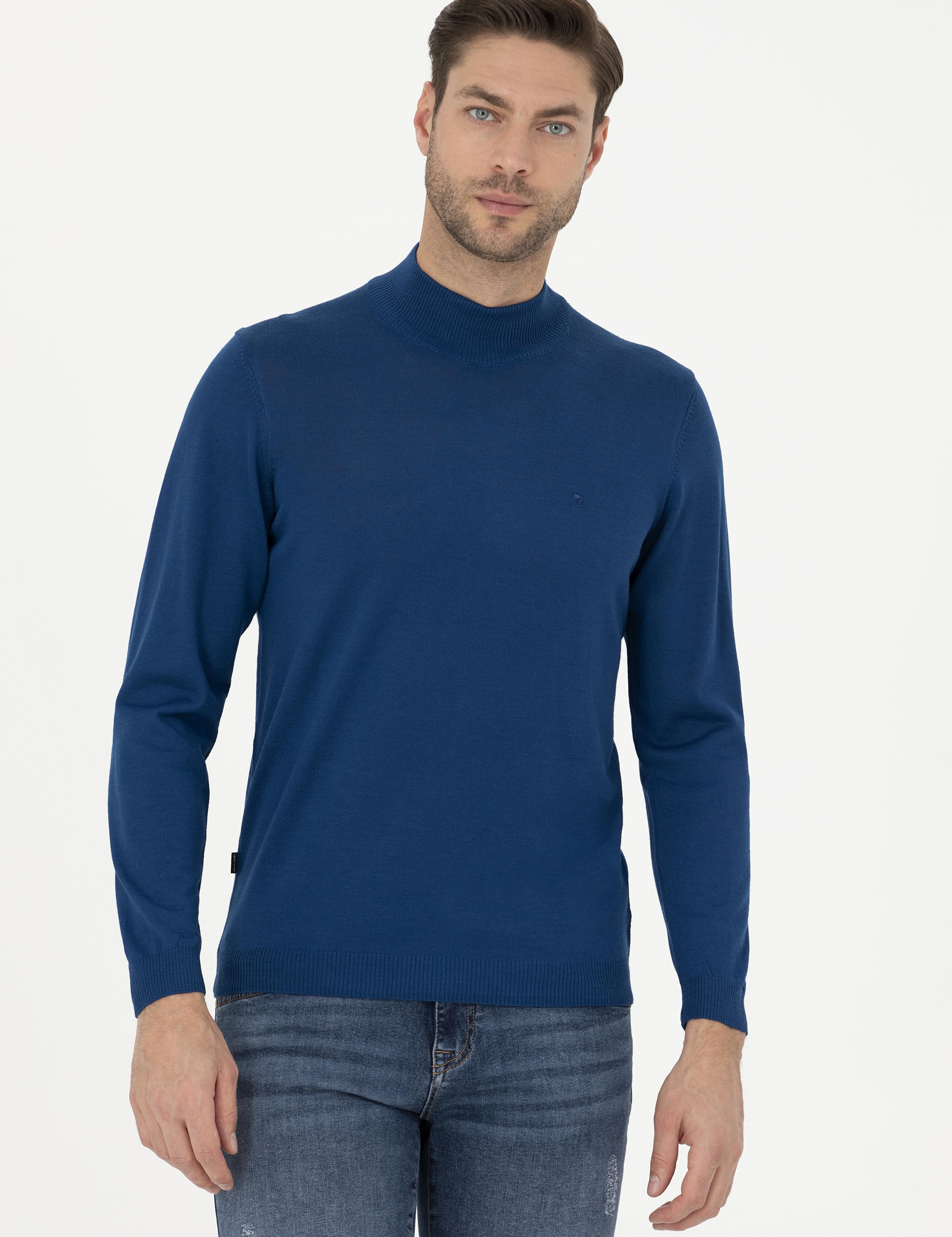 İndigo Slim Fit Yarım Balıkçı Yaka Yün Karışımlı Basic Triko Kazak