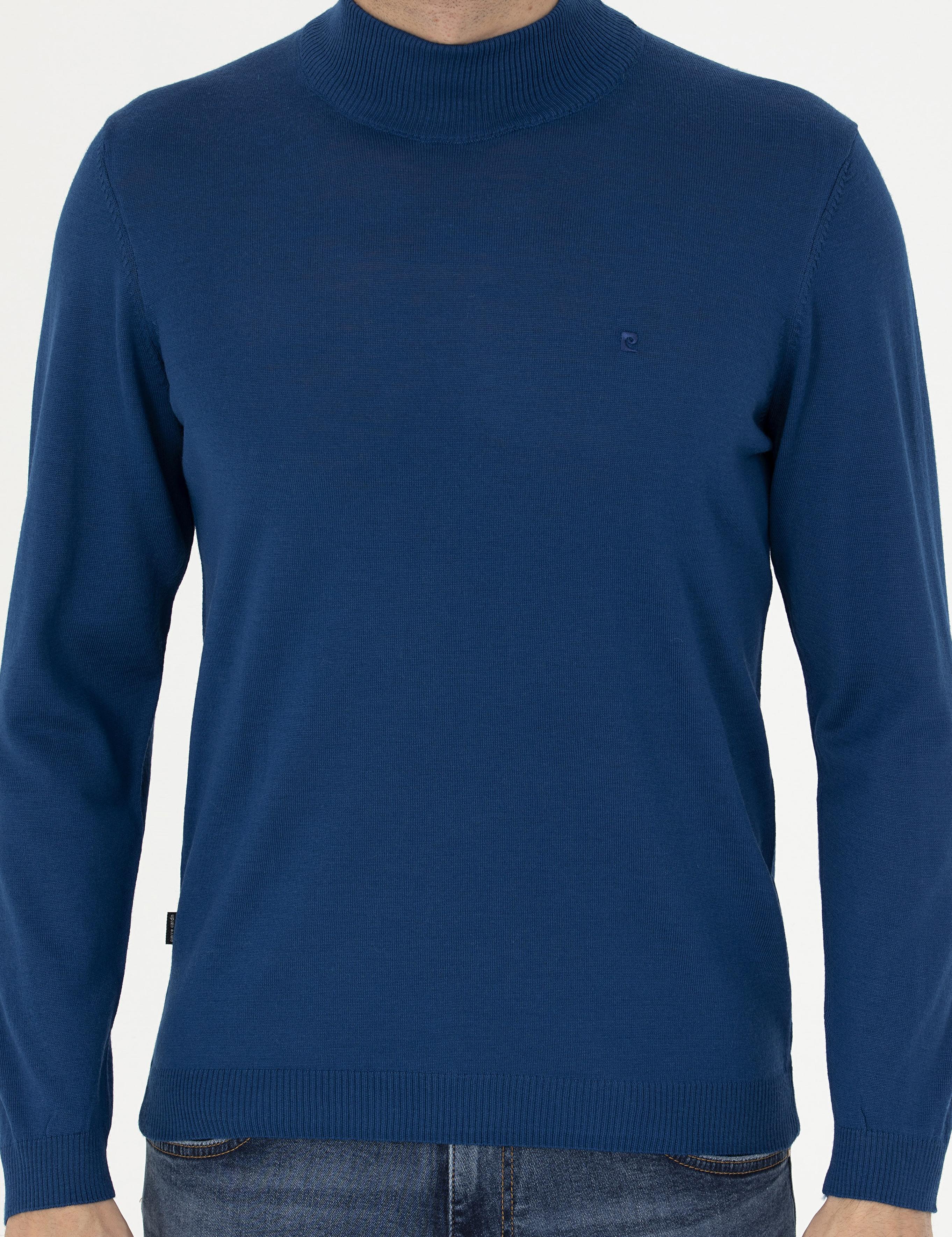 İndigo Slim Fit Yarım Balıkçı Yaka Yün Karışımlı Basic Triko Kazak