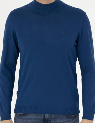 İndigo Slim Fit Yarım Balıkçı Yaka Yün Karışımlı Basic Triko Kazak