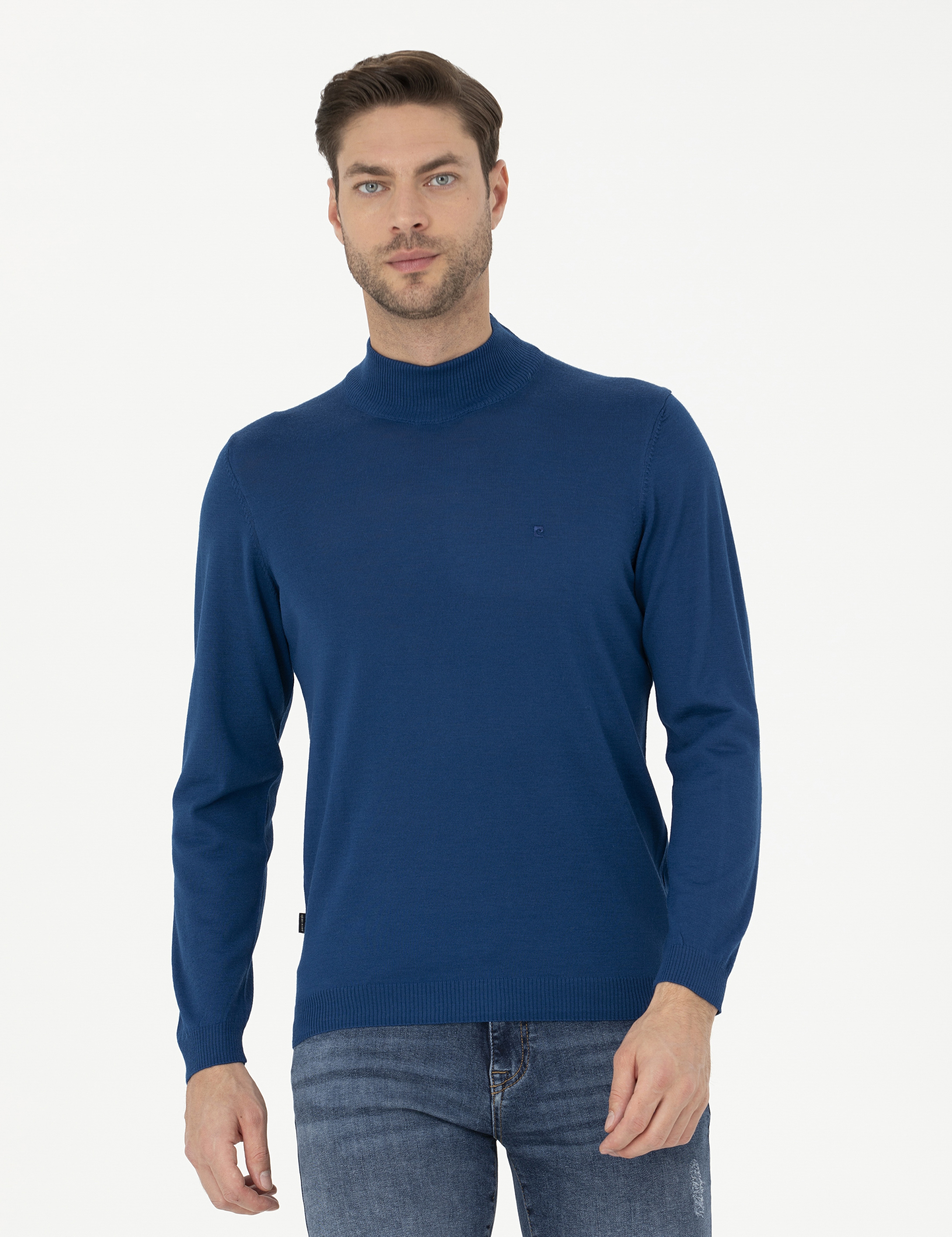 İndigo Slim Fit Yarım Balıkçı Yaka Yün Karışımlı Basic Triko Kazak - Image 1