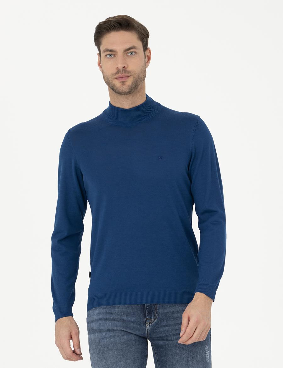 İndigo Slim Fit Yarım Balıkçı Yaka Yün Karışımlı Basic Triko Kazak