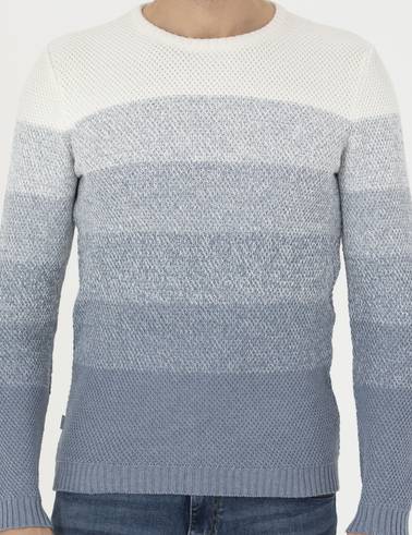 Koyu Mavi Slim Fit Bisiklet Yaka Triko Kazak