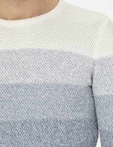 Koyu Mavi Slim Fit Bisiklet Yaka Triko Kazak