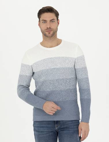 Koyu Mavi Slim Fit Bisiklet Yaka Triko Kazak