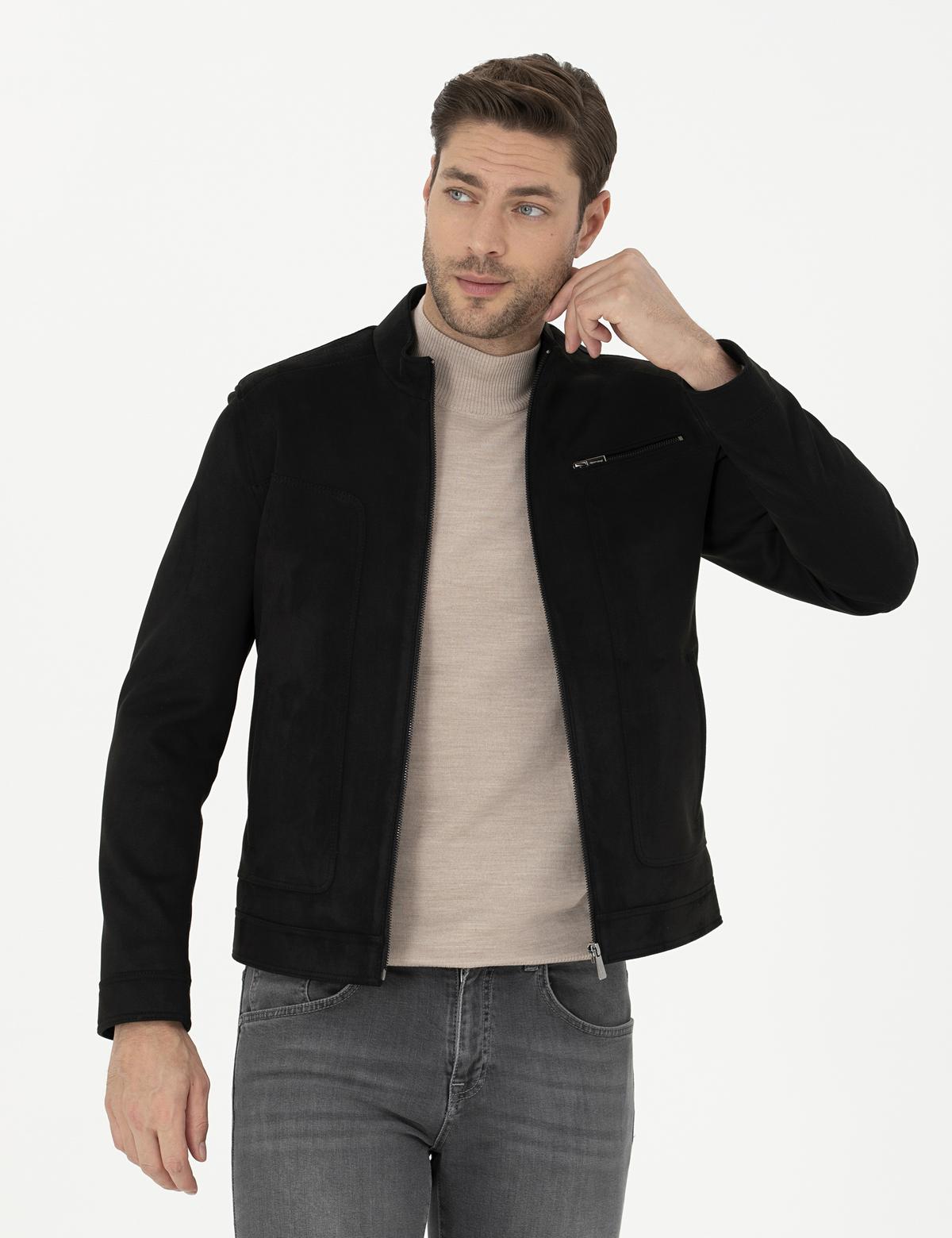 Siyah Suni Deri Ceket