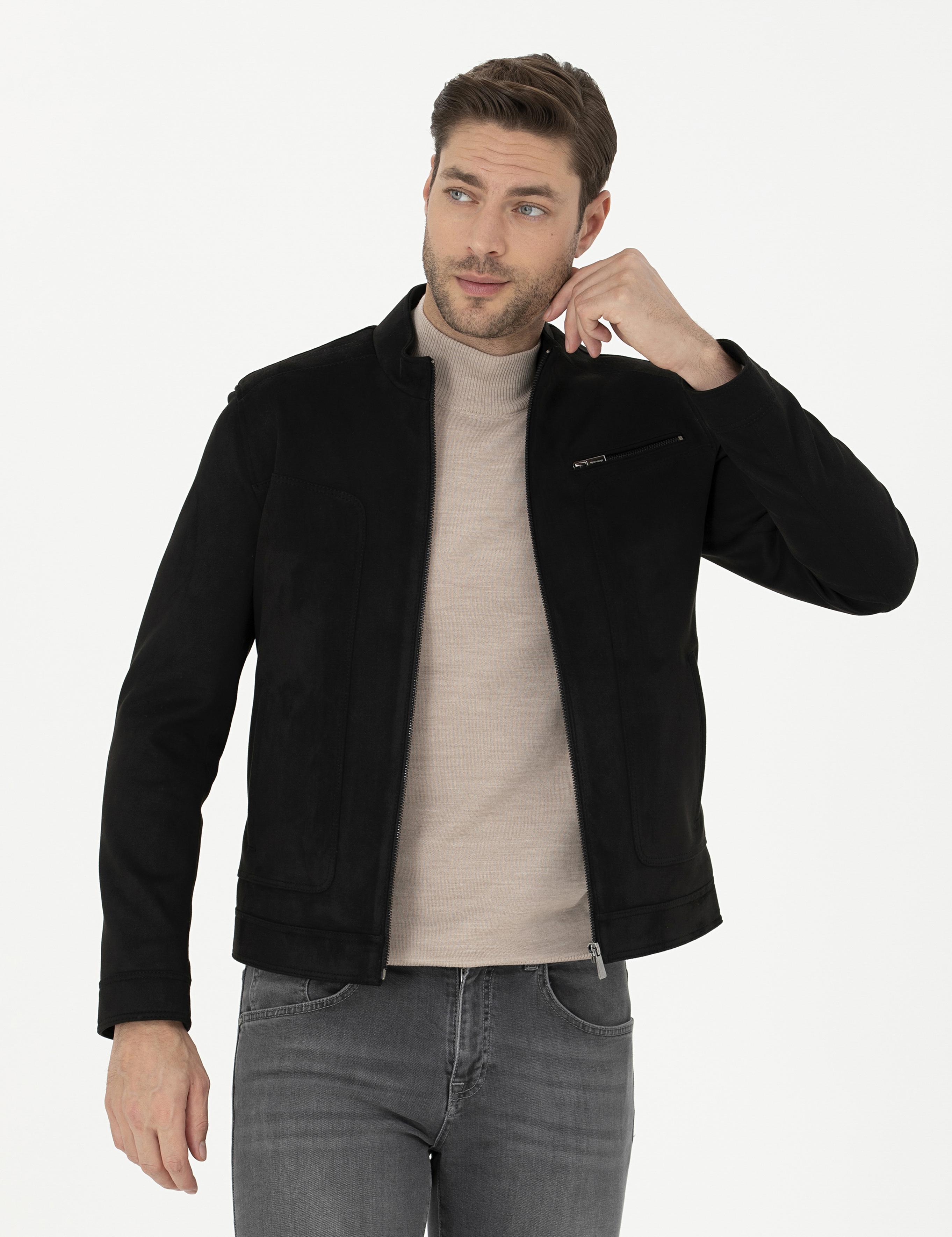 Siyah Suni Deri Ceket