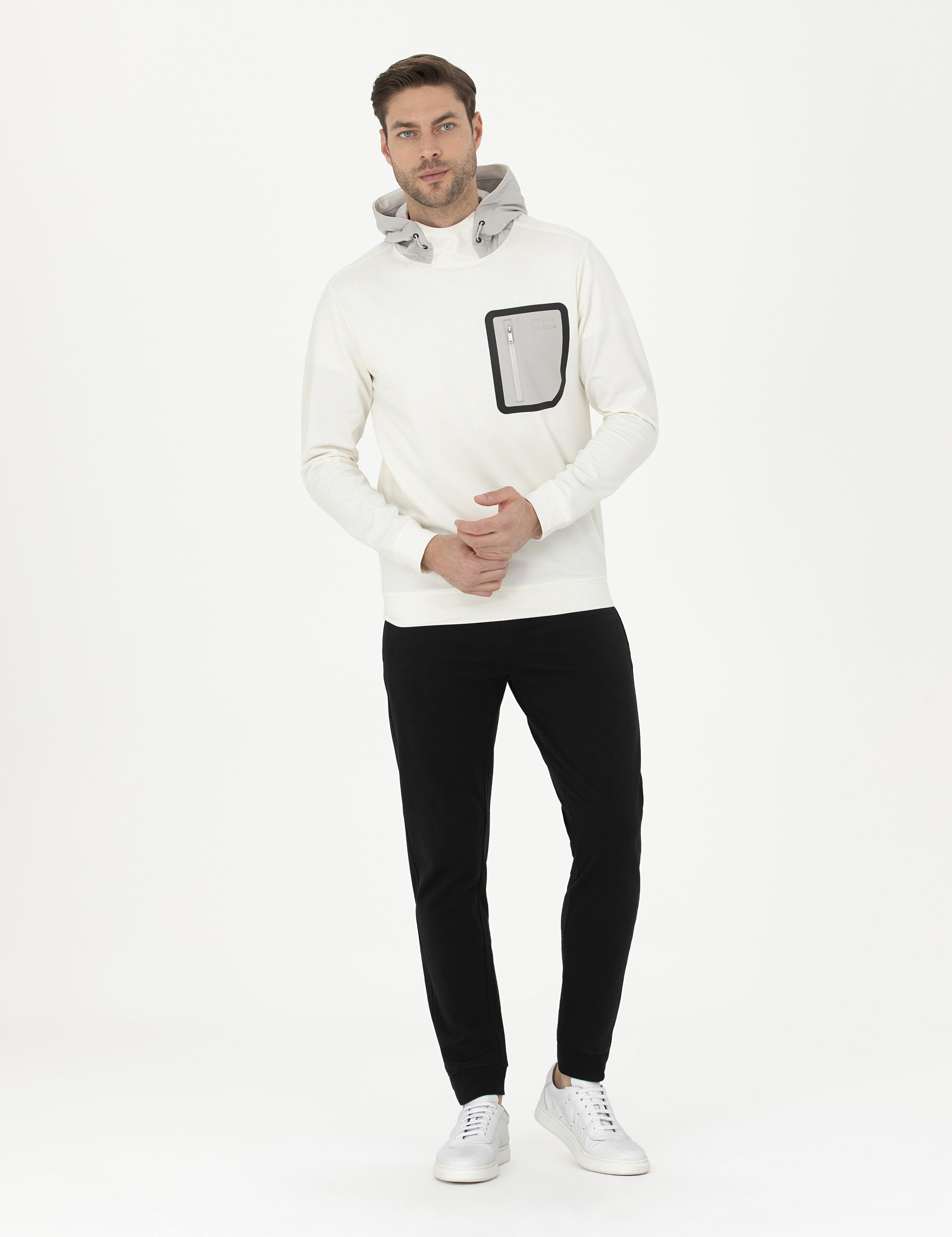 Siyah Şardonlu 2 İplik Fermuarlı Cep %100 Pamuk Eşofman Altı