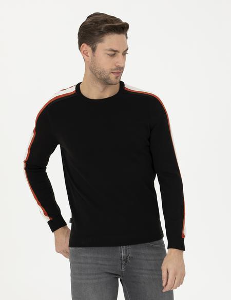 Siyah Slim Fit Bisiklet Yaka Triko Kazak - 50281821008