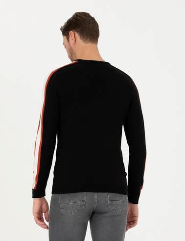 Siyah Slim Fit Bisiklet Yaka Triko Kazak