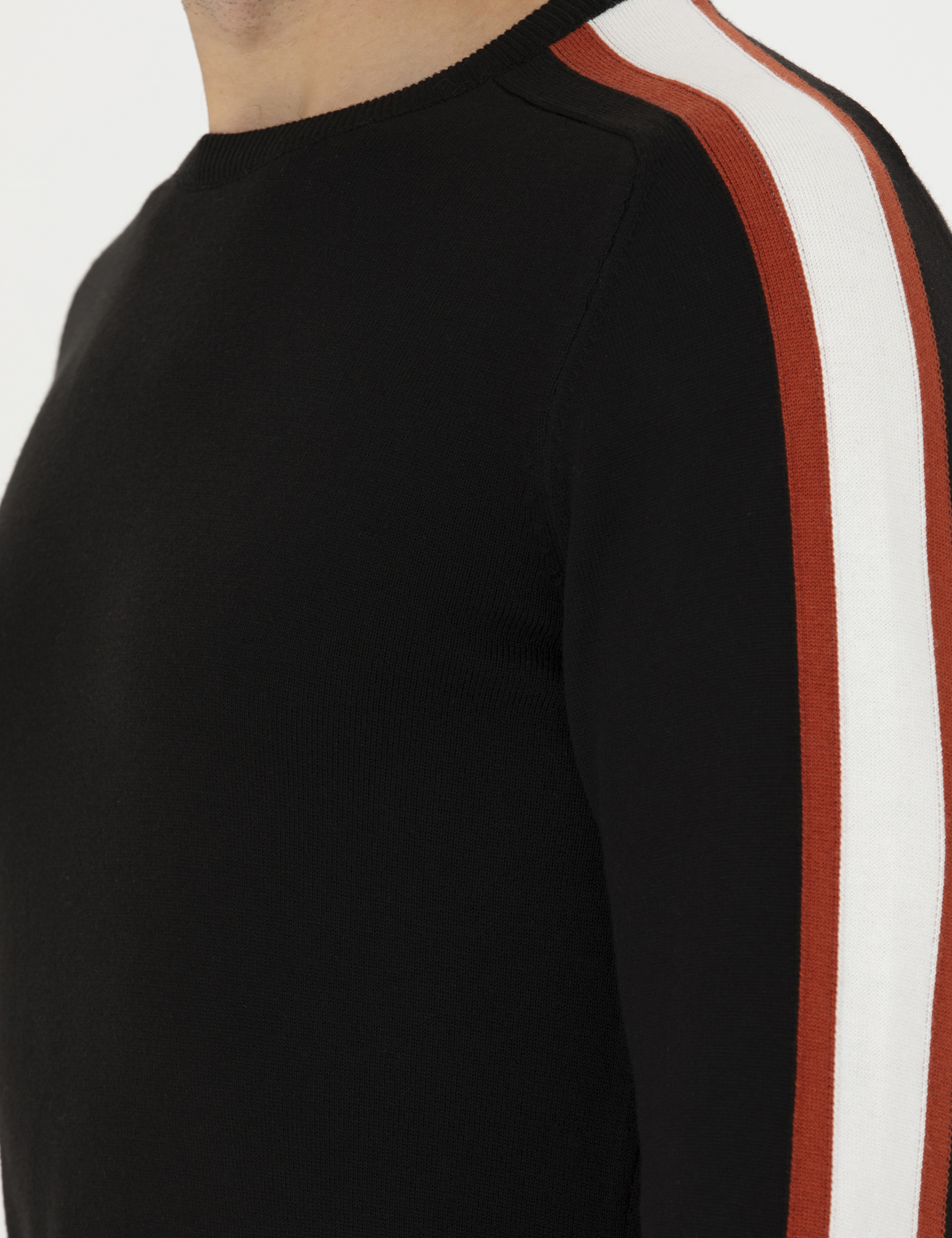 Siyah Slim Fit Bisiklet Yaka Triko Kazak