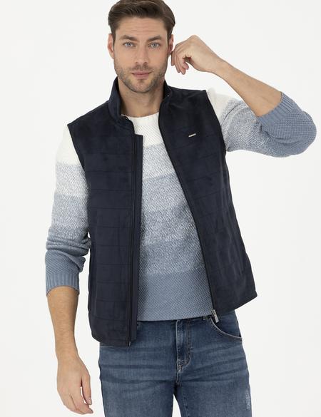 Lacivert Suni Deri Yelek - 50291003014