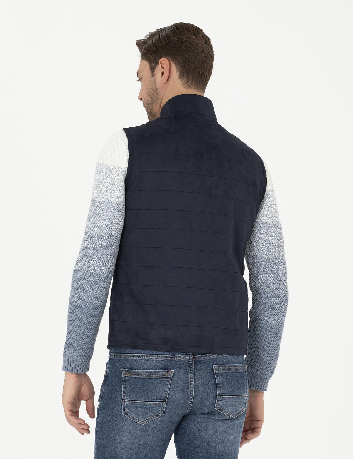 Lacivert Suni Deri Yelek - 50291003014