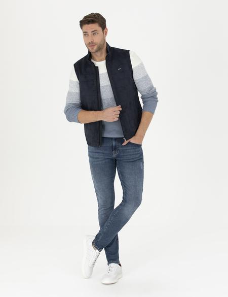 Lacivert Suni Deri Yelek - 50291003014