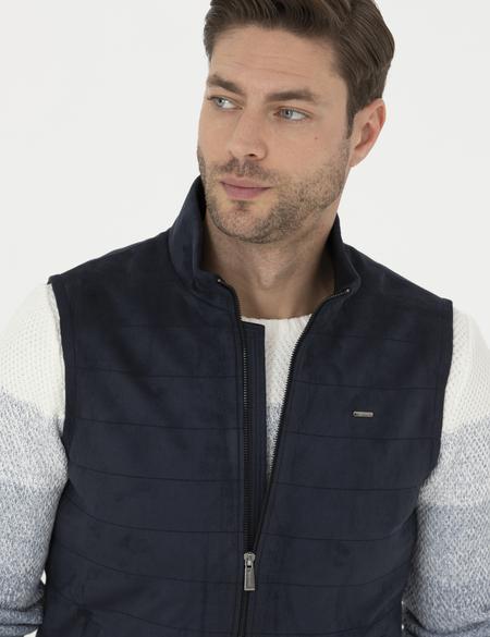 Lacivert Suni Deri Yelek - 50291003014