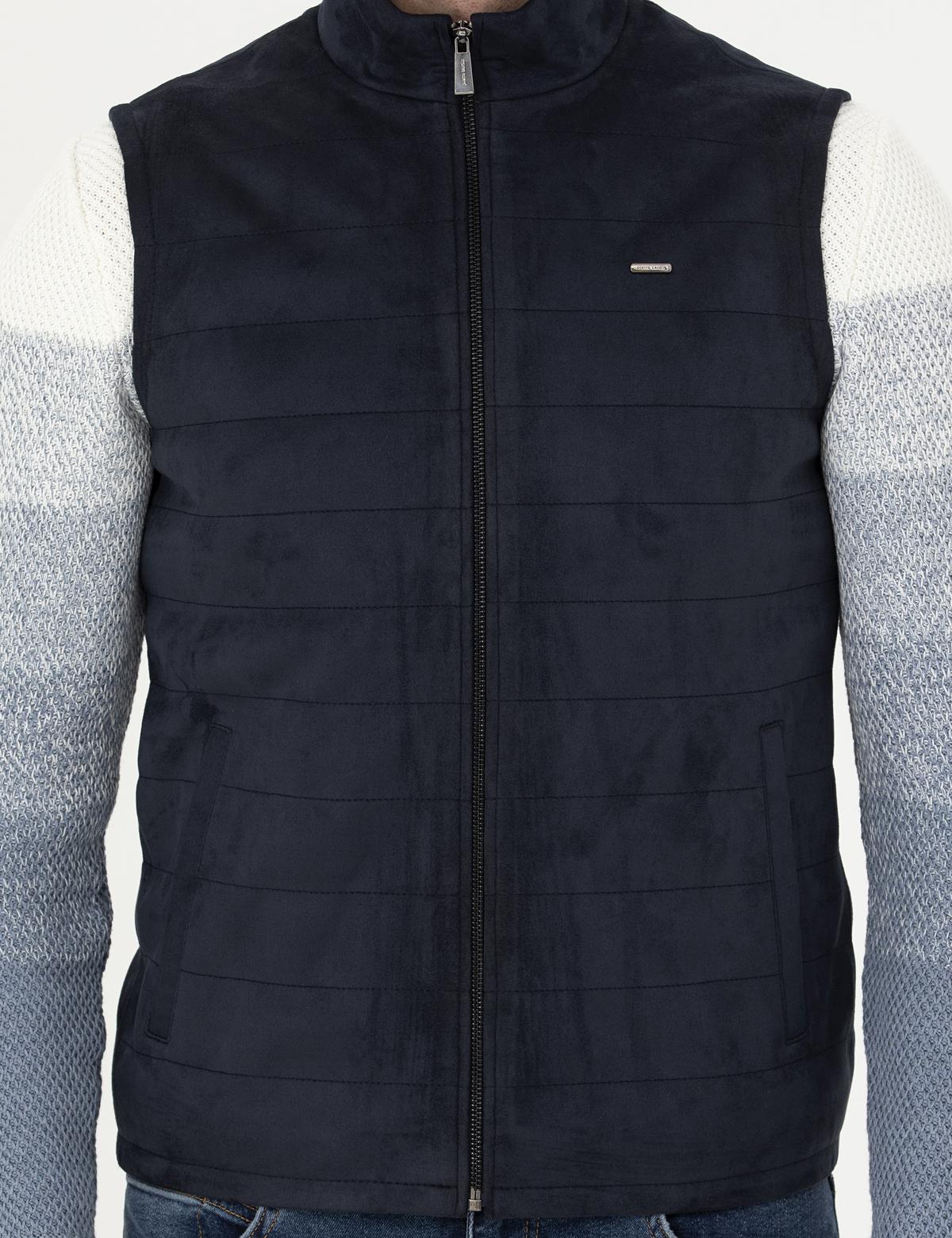 Lacivert Suni Deri Yelek - 50291003014