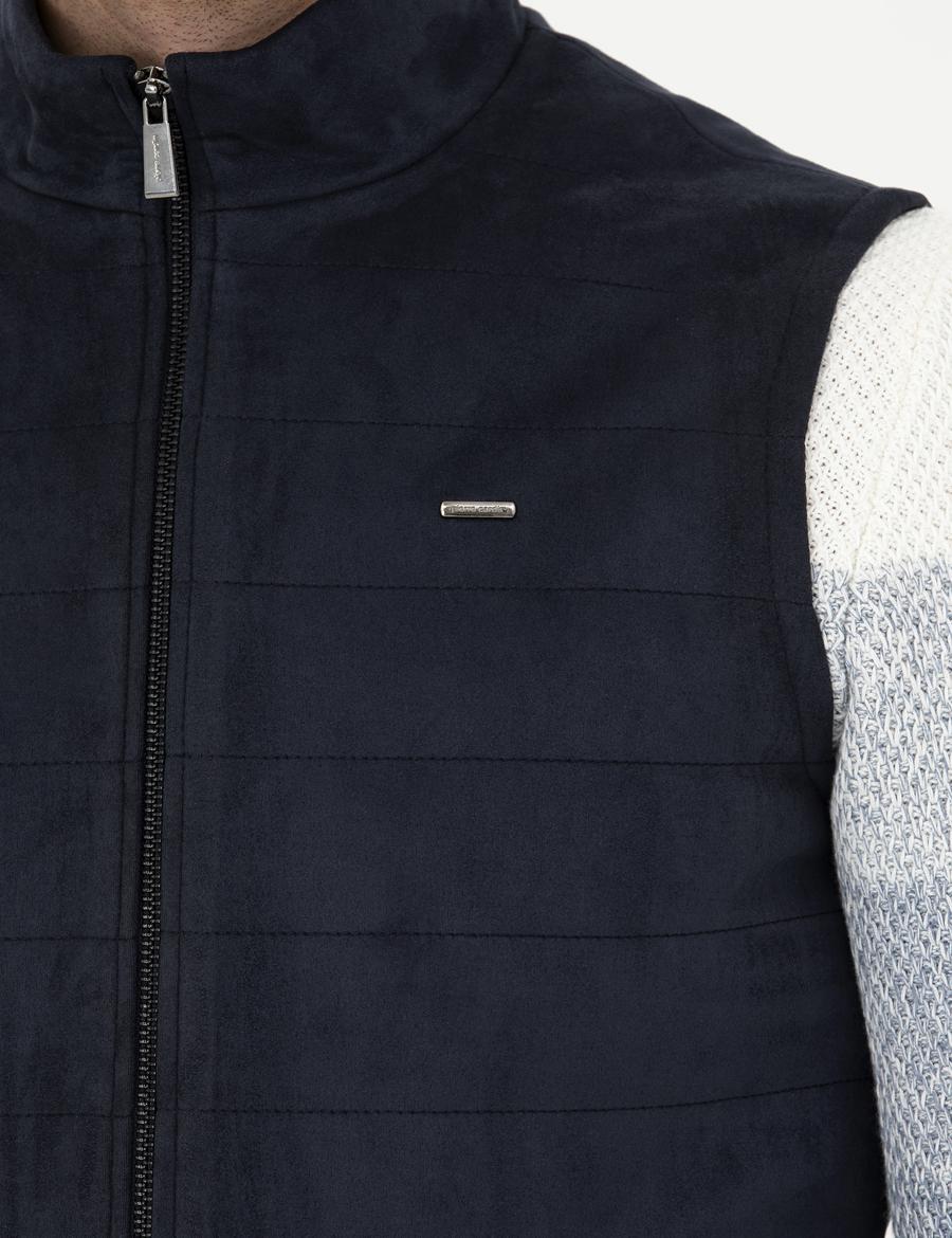 Lacivert Suni Deri Yelek