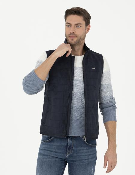 Lacivert Suni Deri Yelek - 50291003014